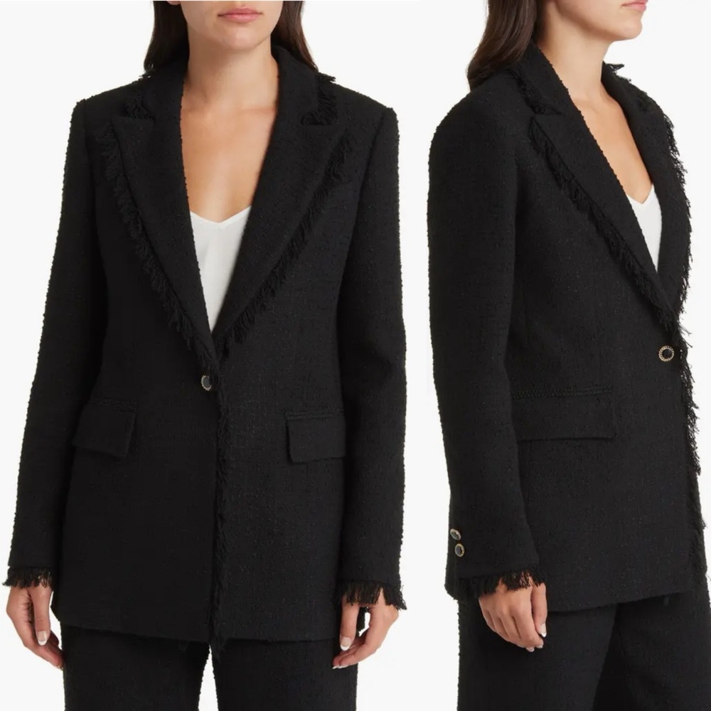 Ted Baker Tweed Katyy Fringe Jacket Blazer